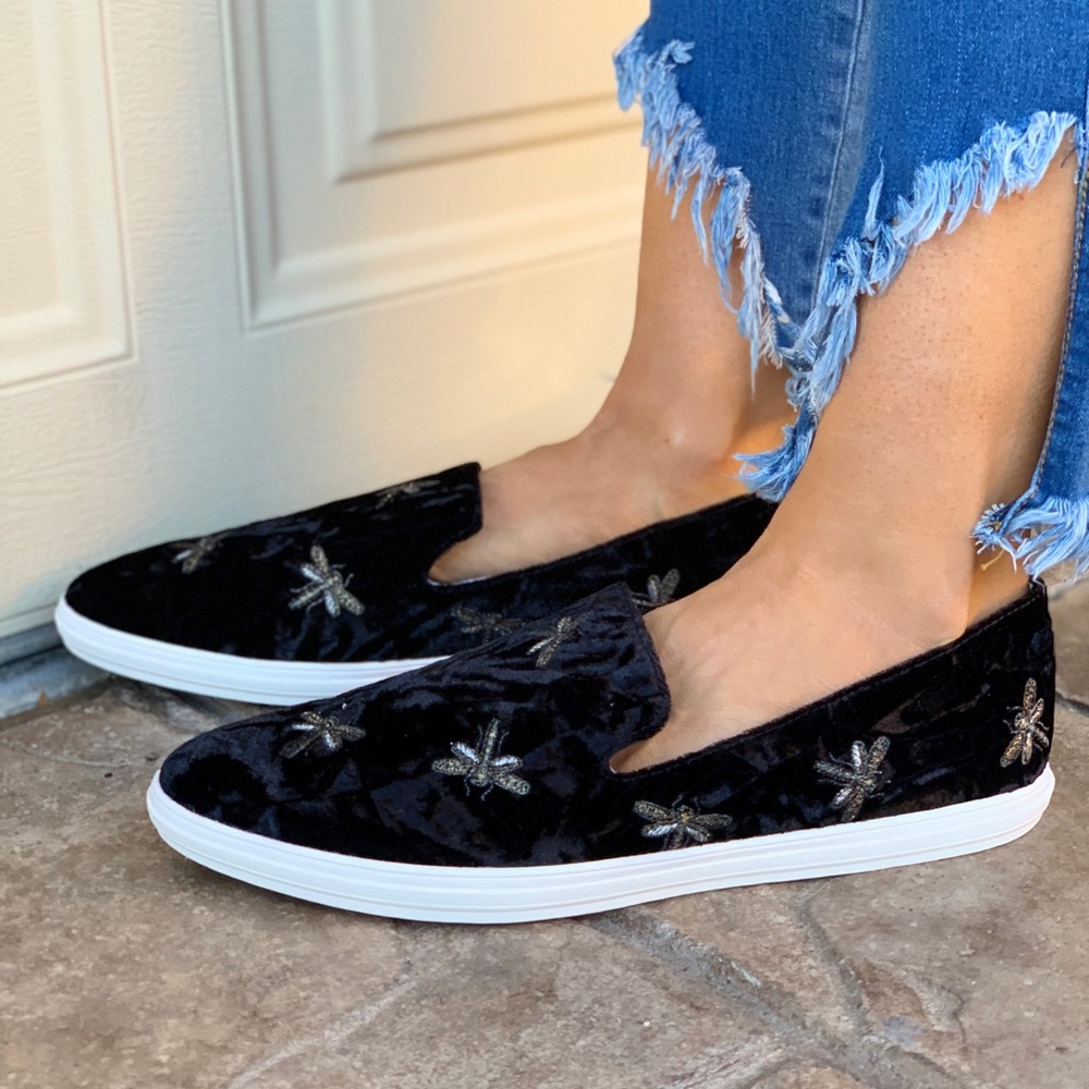 Black Dragonfly Effect Detail  Loafer Sneaker Flat_2